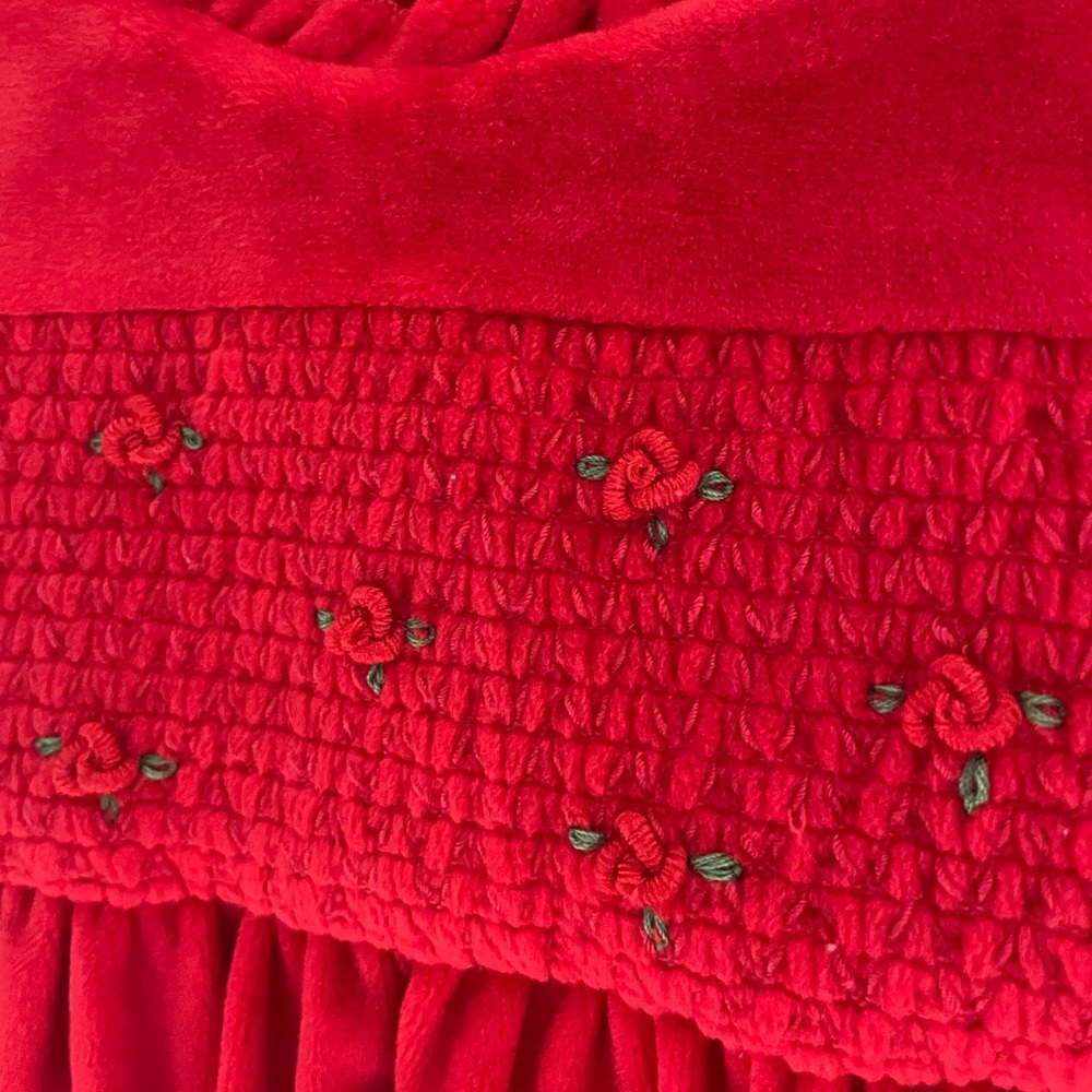NEW Velvet Christmas Smocked Embroidered Baby Girl Holiday Dress, Fully Lined - Picture 2 of 15